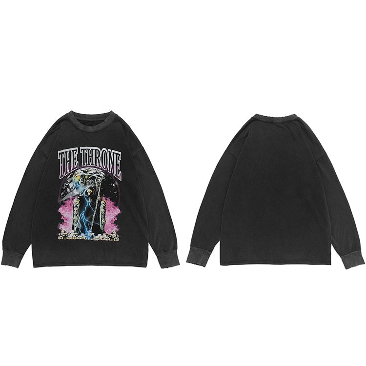 'The Throne' Ripped Cotton Sweater-Sweaters-MAUV STUDIO-STREETWEAR-Y2K-CLOTHING