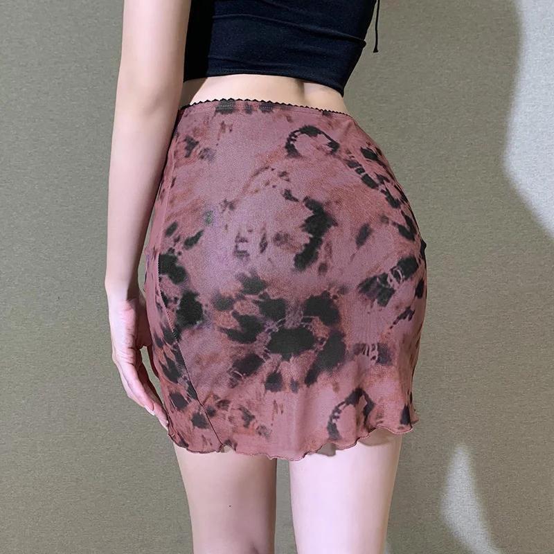 Tie Dye Mesh Mini Skirt-Mauv Studio