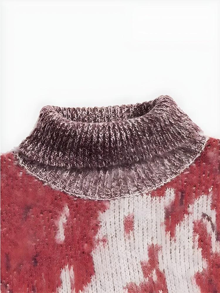 Tie Dye Turtle Neck Knitted Sweater-Mauv Studio