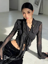 Tie Front Mesh Top – MAUVSTUDIO®