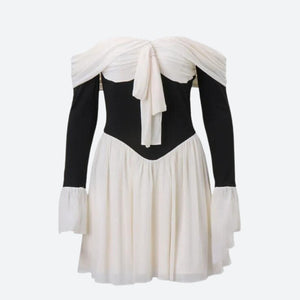 Tie Front Off Shoulder Corset Mini Dress-Mauv Studio
