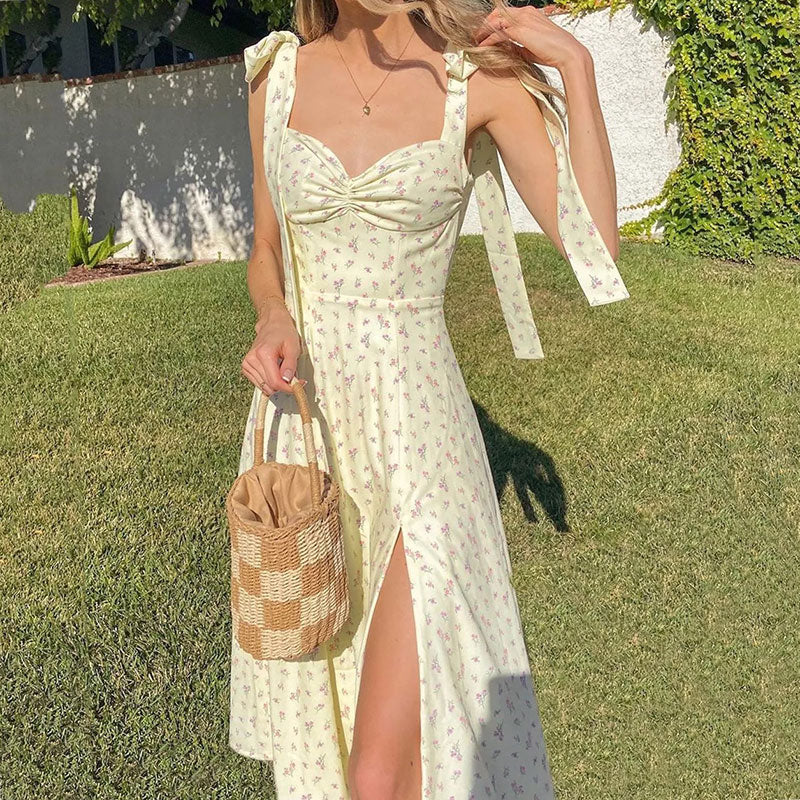 cottagecore midi dress Tie Strap Cottagecore Midi Dress – MAUVSTUDIO®