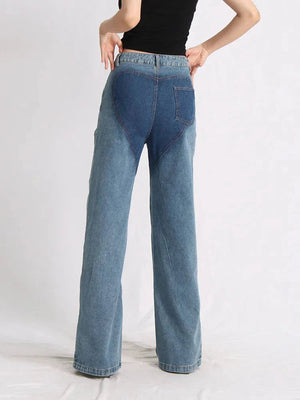 Two Different Denim Cut Out Jeans-MAUV STUDIO