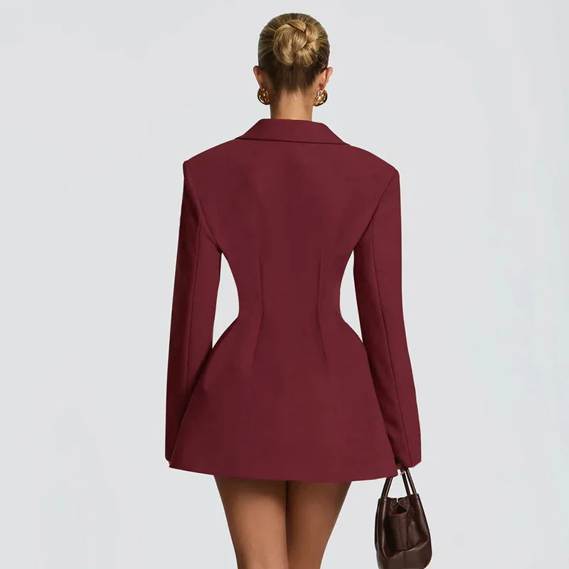 V Neck Blazer Dress view 2 | MAUVSTUDIO®