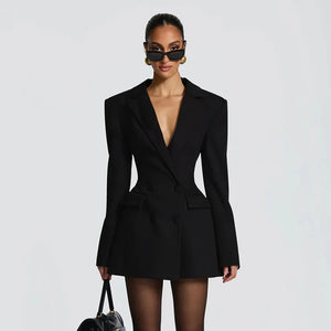 V Neck Blazer Dress view 10 | MAUVSTUDIO®