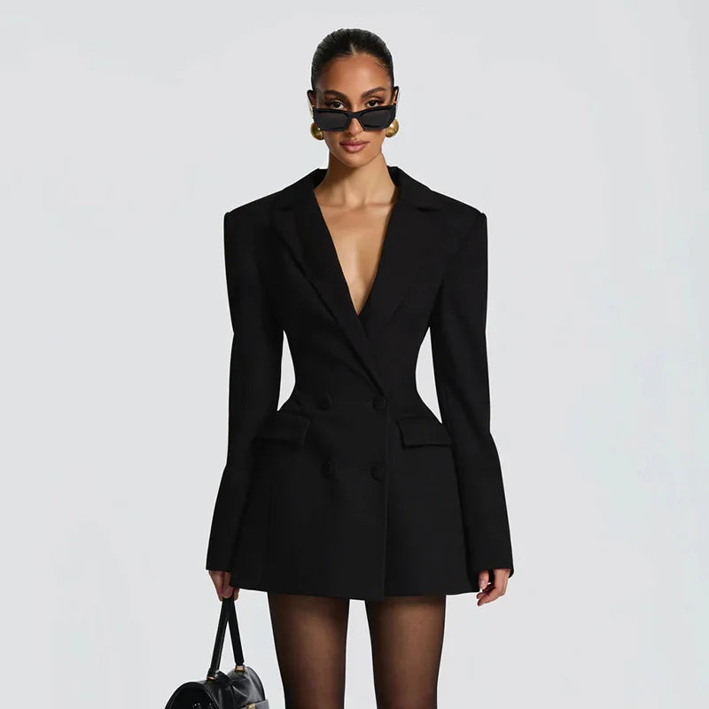 V Neck Blazer Dress view 10 | MAUVSTUDIO®