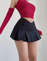 V-Shaped College Mini Skirt-Mauv Studio