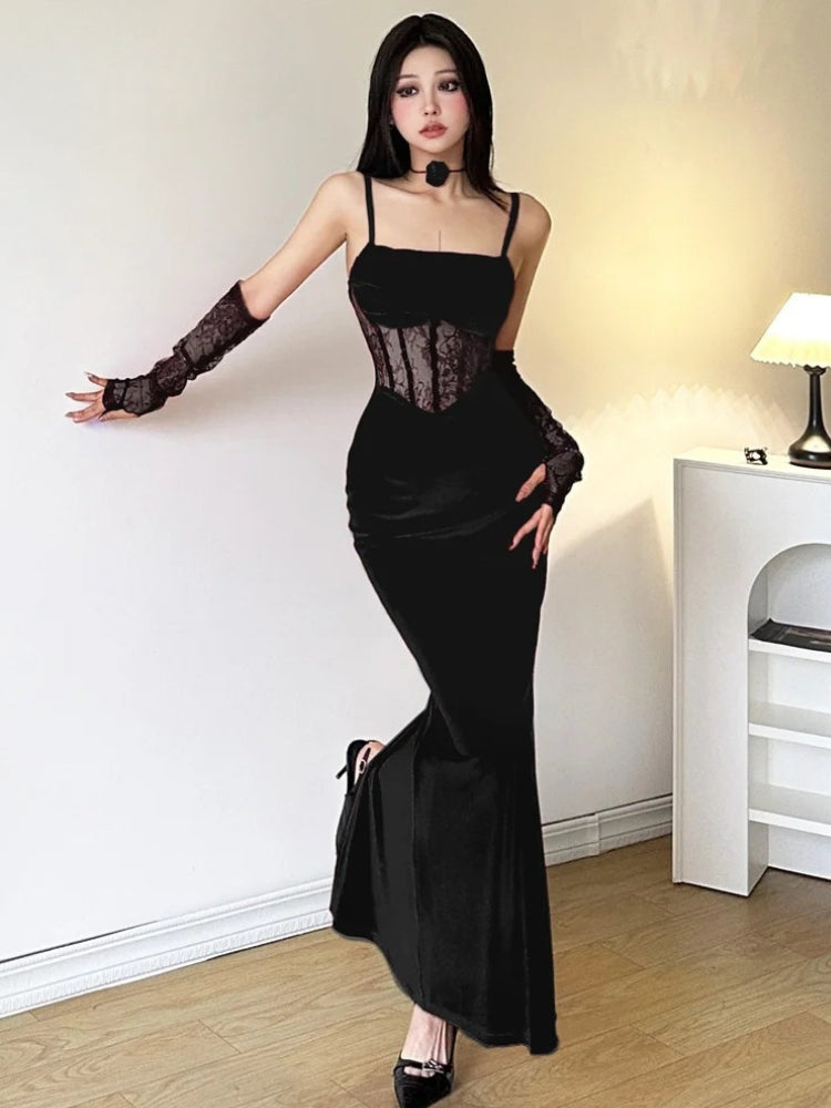 Velvet Lace Maxi Dress view 10 | MAUVSTUDIO®