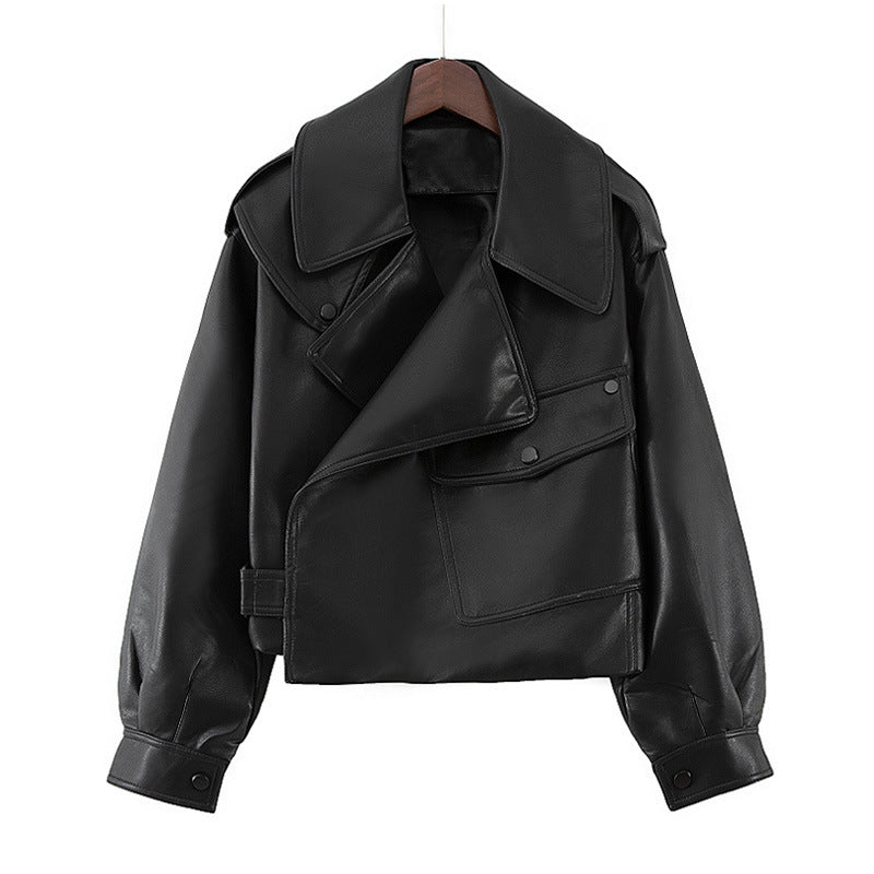 Veste en cuir végan "Loane"-Jackets-MAUV STUDIO-STREETWEAR-Y2K-CLOTHING