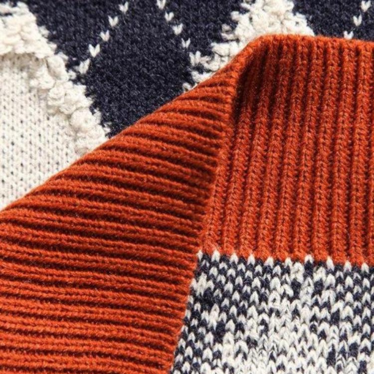 Vintage Argyle Knitted Sweater-Mauv Studio