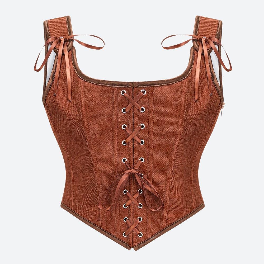 Vintage Corduroy Lace Up Corset Top