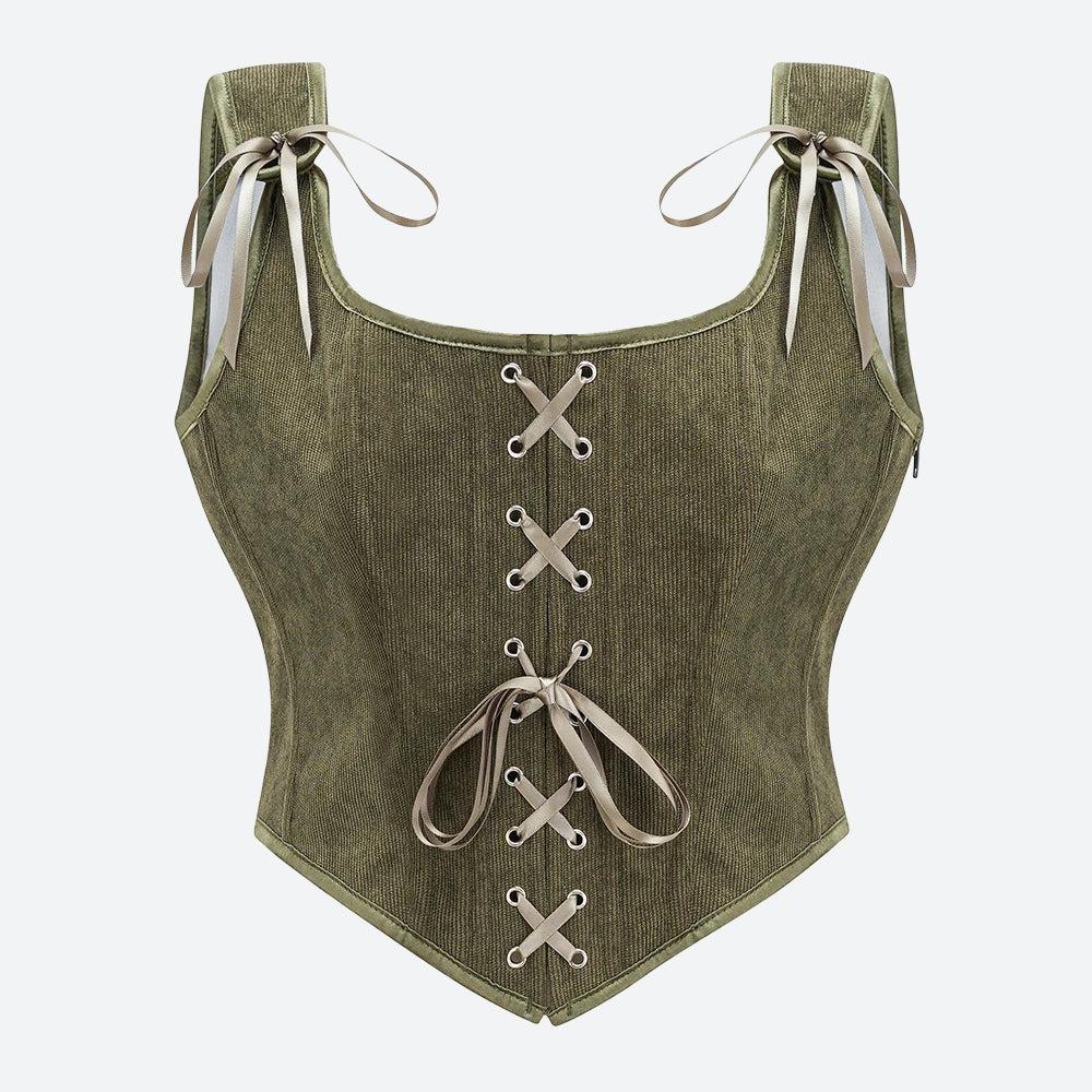 Vintage Corduroy Lace Up Corset Top – MAUVSTUDIO®
