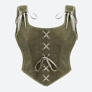 Vintage Corduroy Lace Up Corset Top – MAUVSTUDIO®