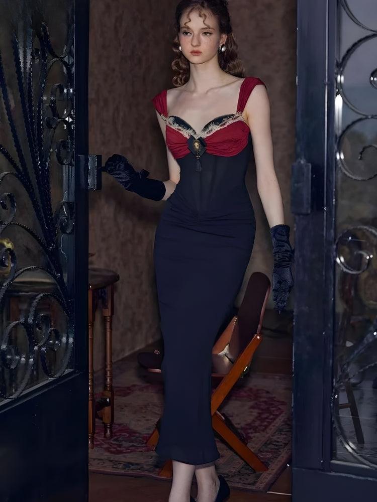 Vintage Corset Bodycon Maxi Dress view 2 | MAUVSTUDIO®