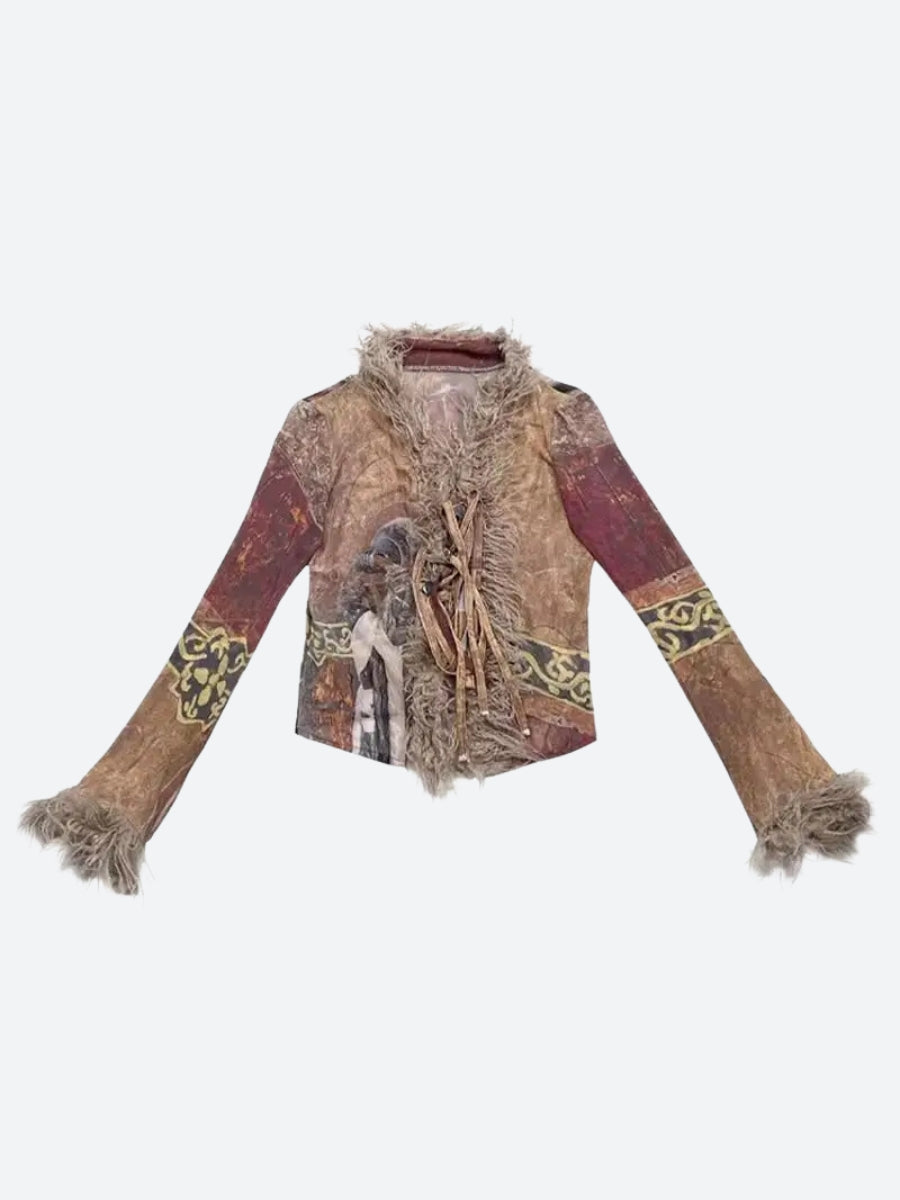 Vintage Faux Fur Tie Front Top – MAUVSTUDIO®