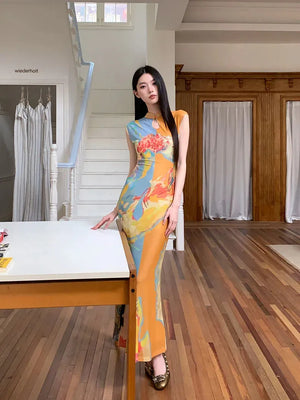 Vintage Floral Cut Out Maxi Dress view 5 | MAUVSTUDIO®