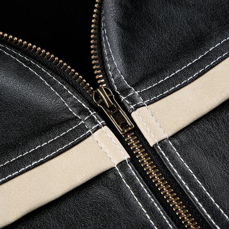 Vintage Grunge Biker Zip-Up Faux Leather Jacket – MAUVSTUDIO®