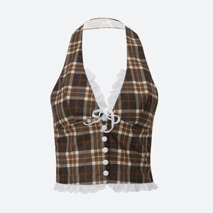 Vintage Plaid Halter Neck Top – MAUVSTUDIO®