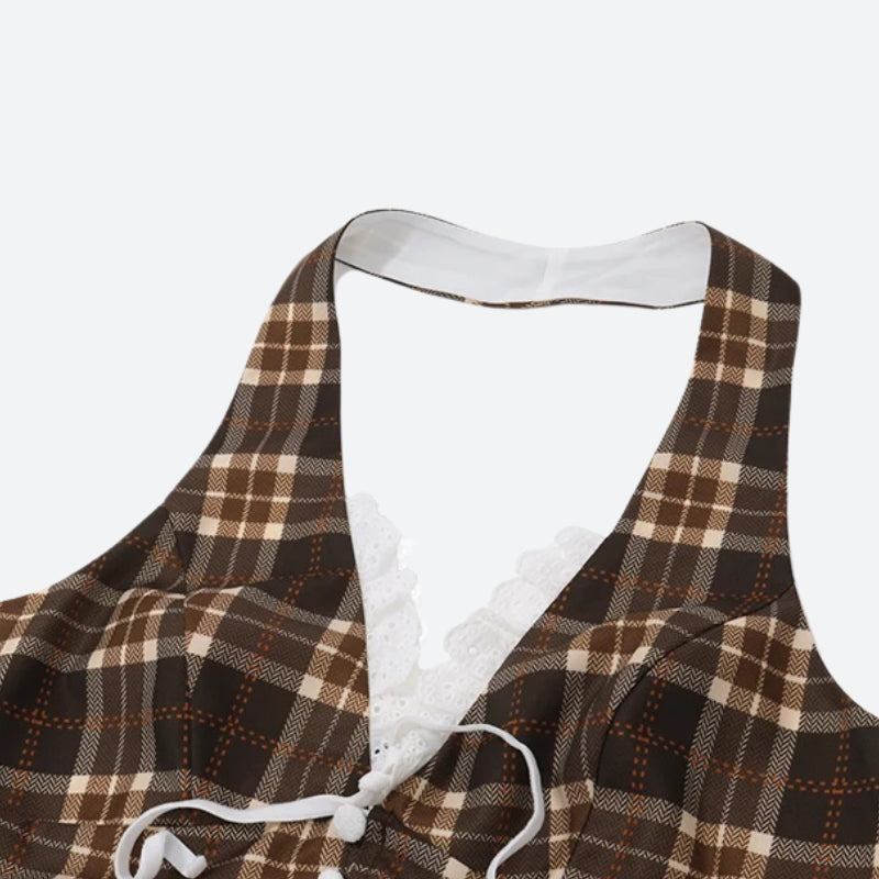 Vintage Plaid Halter Neck Top – MAUVSTUDIO®