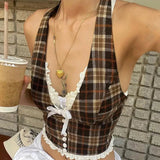 Vintage Plaid Halter Neck Top – MAUVSTUDIO®