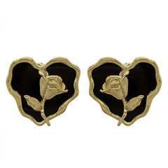 Vintage Style Rose Heart Earrings-Earrings-MAUV STUDIO-STREETWEAR-Y2K-CLOTHING