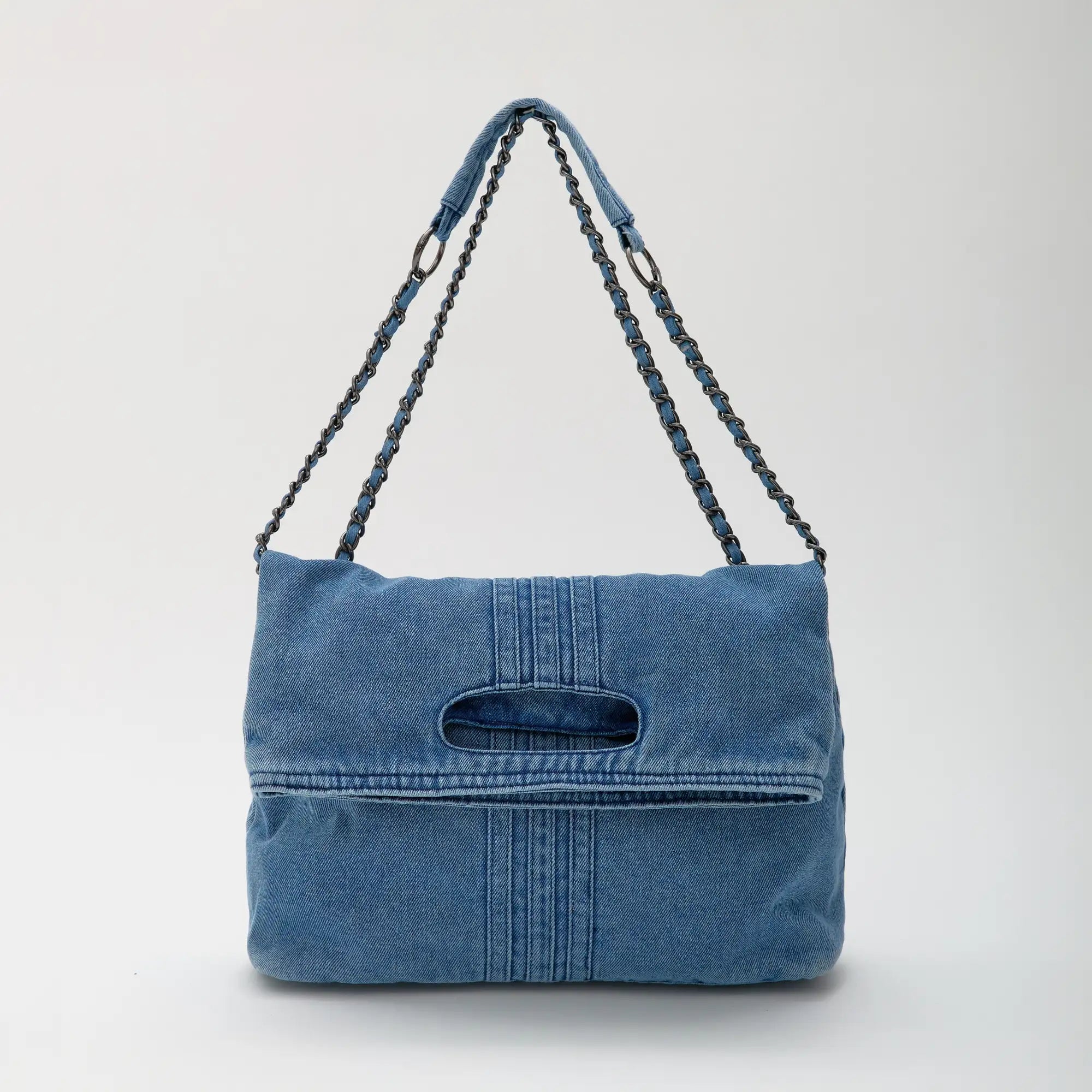 Jeanelle | Y2K Braided Chain Denim Crossbody Bag