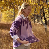 Wavy Line Design Knitted Sweater-Purple-One Size-Mauv Studio