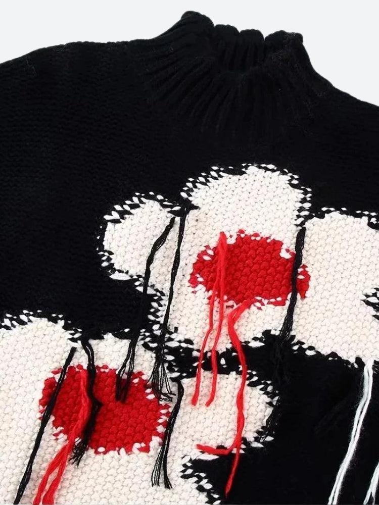 Weirdcore Flower Embroidered Knitted Sweater Vest-Mauv Studio