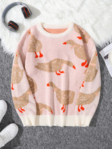 Weirdcore Goose Print Sweater