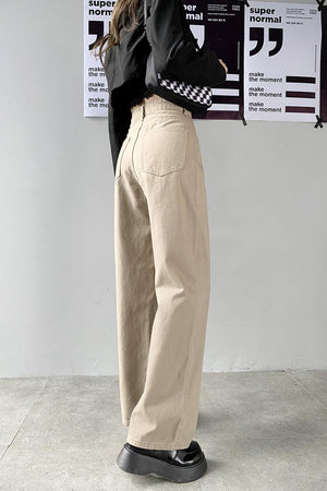 Wide Leg High Waist Casual Jeans-MAUV STUDIO