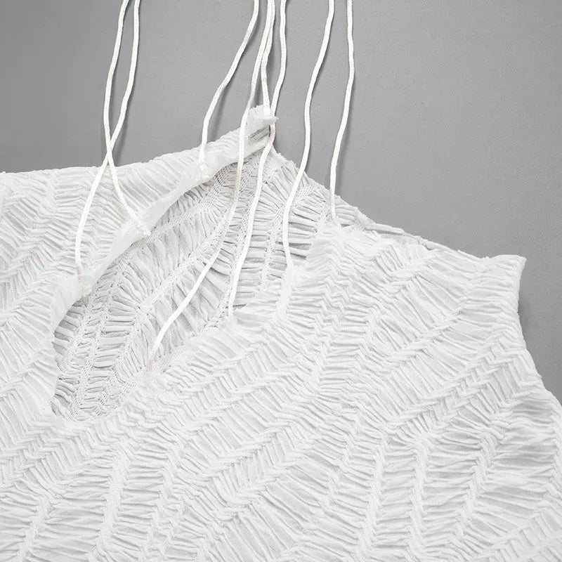 Wrinkled Lace Up Mini Dress view 4 | MAUVSTUDIO®