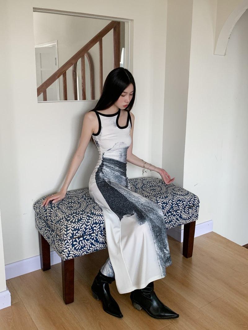 Y2K Abstract Maxi Dress view 3 | MAUVSTUDIO®