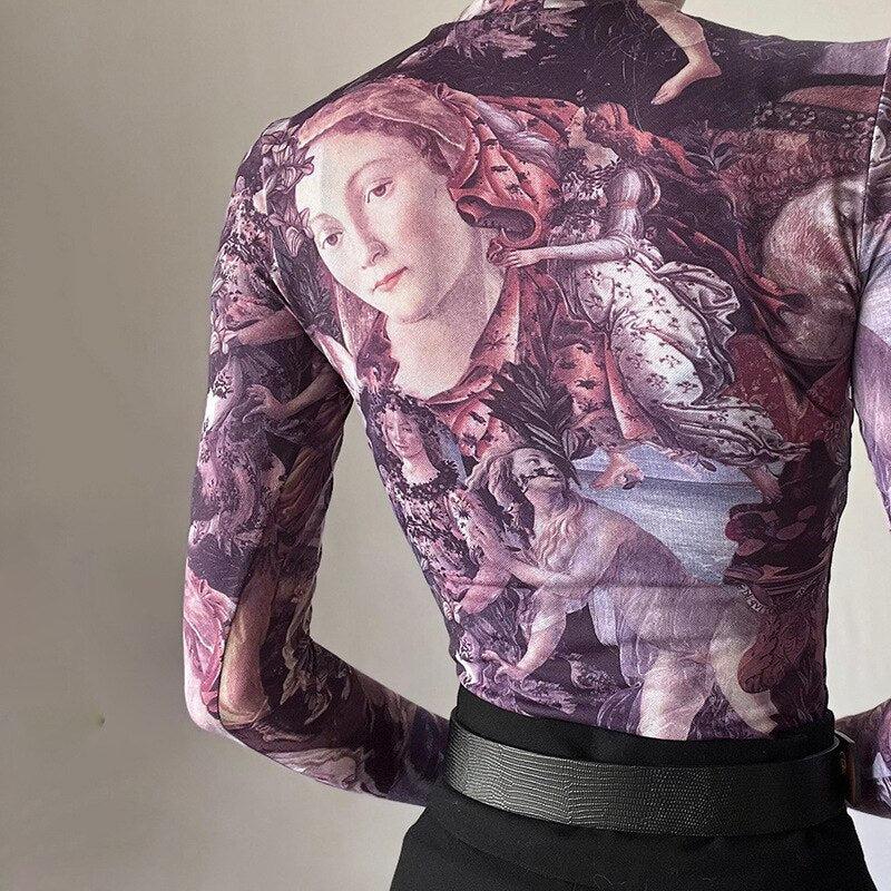 Y2K Angel Graphic Mesh Top – MAUV STUDIO®® – MAUVSTUDIO®