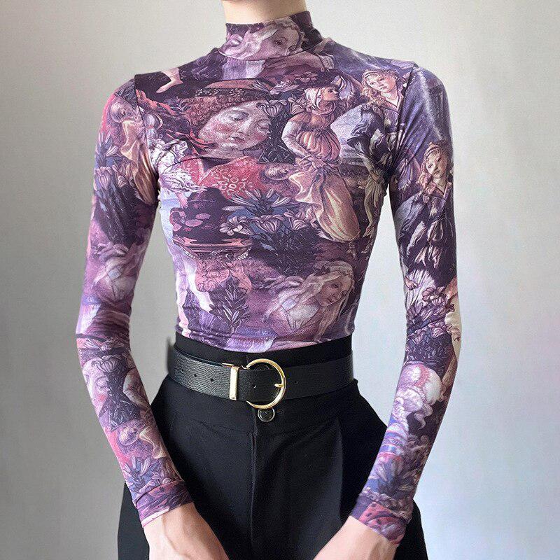 グラフィックメッシュトップス grafic mesh tops Y2K Angel Graphic Mesh Top – MAUV STUDIO®® – MAUVSTUDIO®