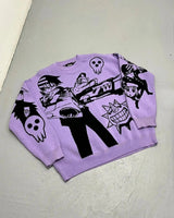 Y2K Anime Knitted Sweater-Purple-M-Mauv Studio