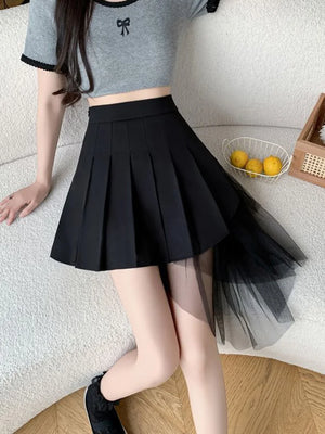, Y2K skirt styled with a crop top
