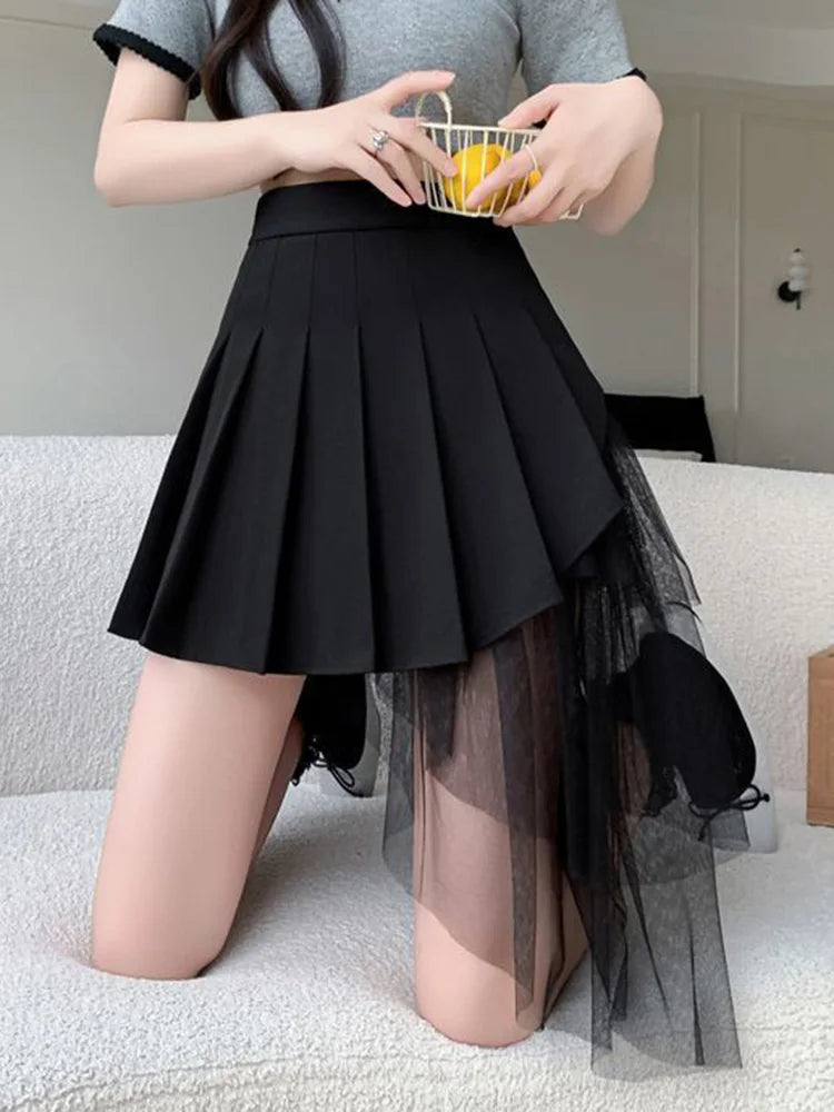 , Y2K skirt styled with a crop top