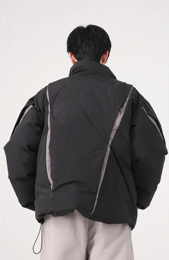 Y2K Asymmetrical Zipper Puffer Jacket-MAUV STUDIO