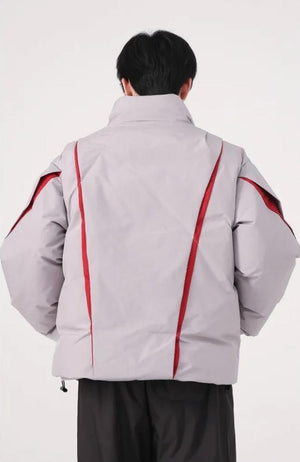 Y2K Asymmetrical Zipper Puffer Jacket-MAUV STUDIO