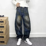 Y2K Autumn Graffiti Painted Wide Leg Baggy Jeans