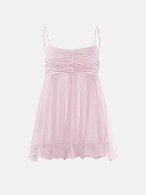Y2K Babydoll Top with gathered bust, Y2K tube top styled with low rise bottoms
