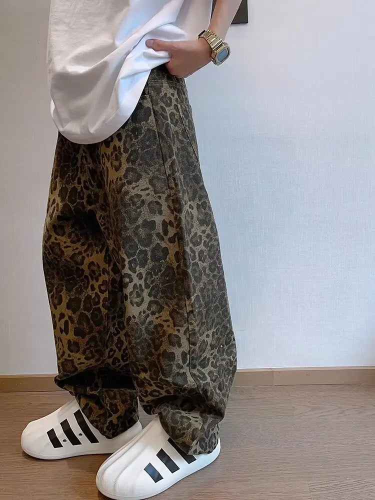 Y2K Baggy Leopard Print Jeans
