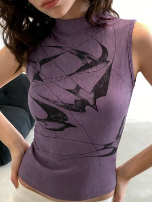 Y2K Bird Top with ribbed knit, Y2K tube top styled with low rise bottoms