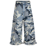 Y2K Blue Camo Wide Leg Baggy Jeans