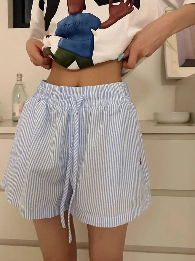 Y2K Blue Striped Shorts