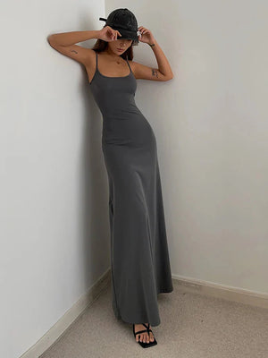 Y2K Bodycon Maxi Dress view 3 | MAUVSTUDIO®