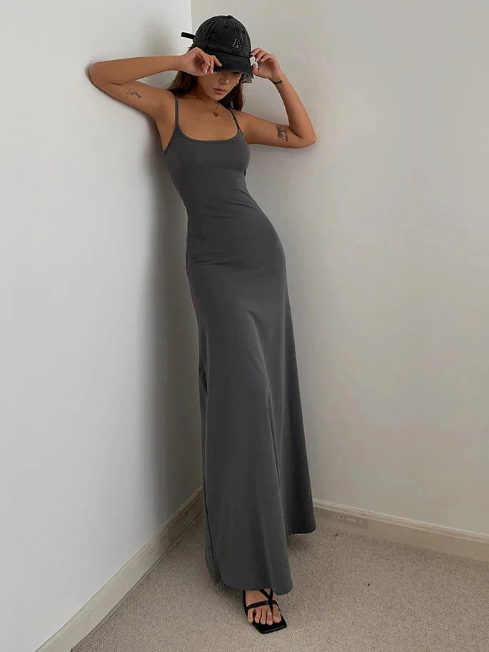Y2K Bodycon Maxi Dress view 3 | MAUVSTUDIO®