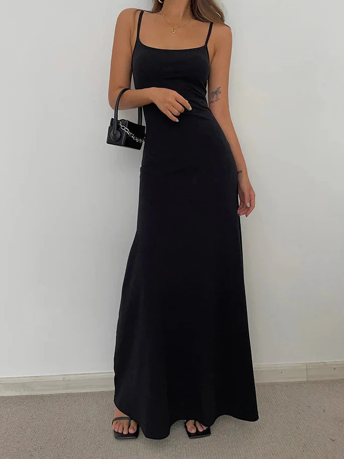 Y2K Bodycon Maxi Dress Black / XS