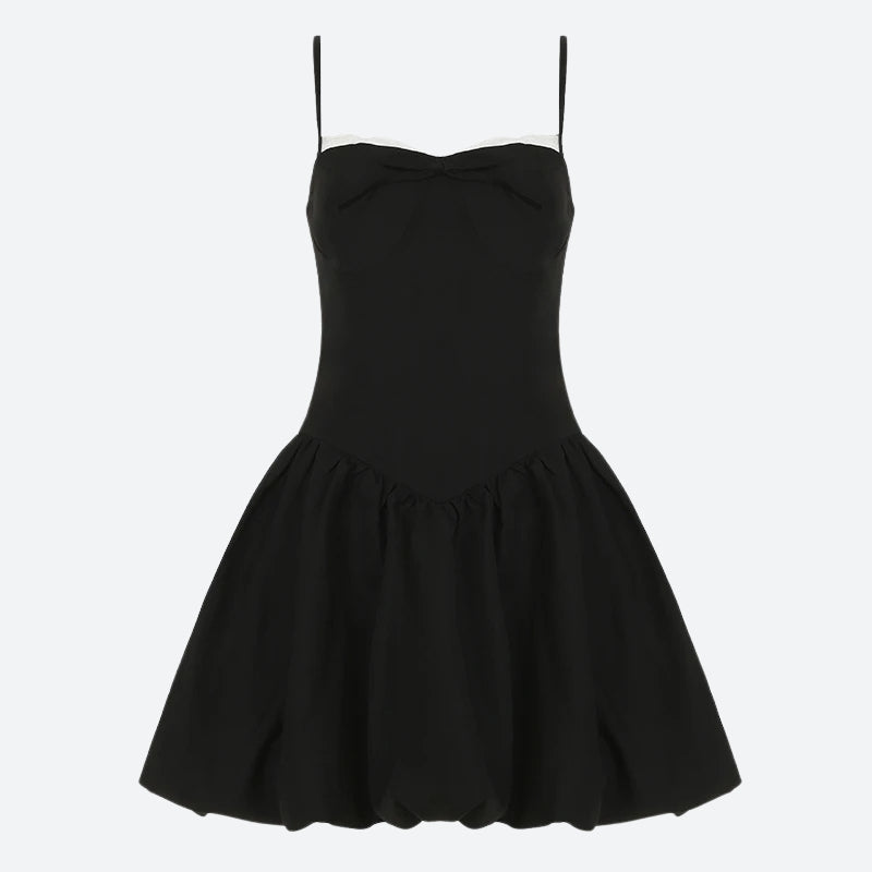 Y2K Bow Bubble Mini Dress view 2 | MAUVSTUDIO®