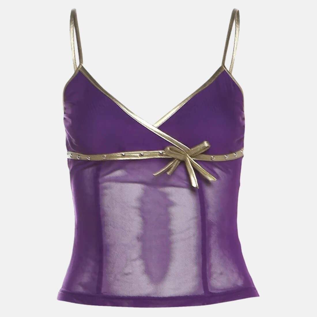 Y2K Bow Mesh Tank Top with sheer mesh, Y2K tube top styled with low rise bottoms